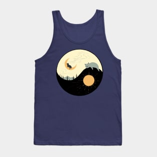 Moon and Sun Day Night YinYang kiity Tank Top